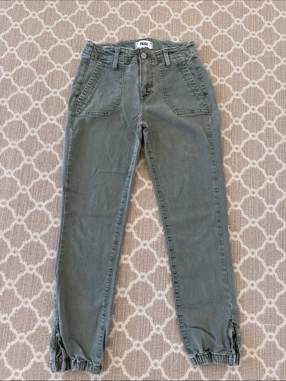PAIGE Olive Green Utility Jogger Jeans - Women's